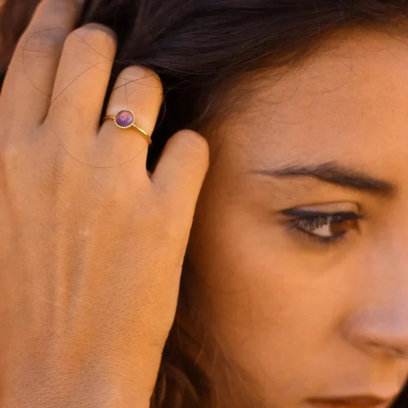 Bague petite ajustable en améthyste - Image 6