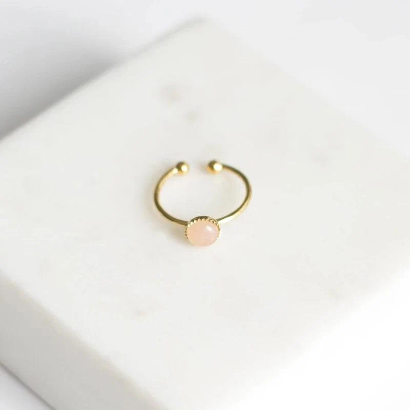 Bague petite ajustable en quartz rose - Image 4