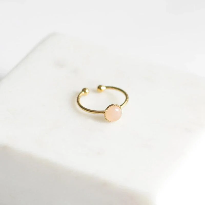 Bague petite ajustable en quartz rose - Image 5