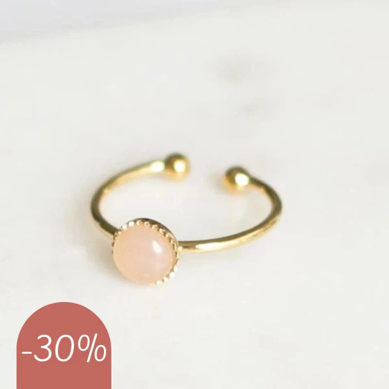 Bague petite ajustable en quartz rose - Image 7