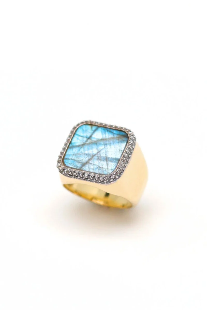 Bague Séraphine plaqué or Labradorite - Image 2