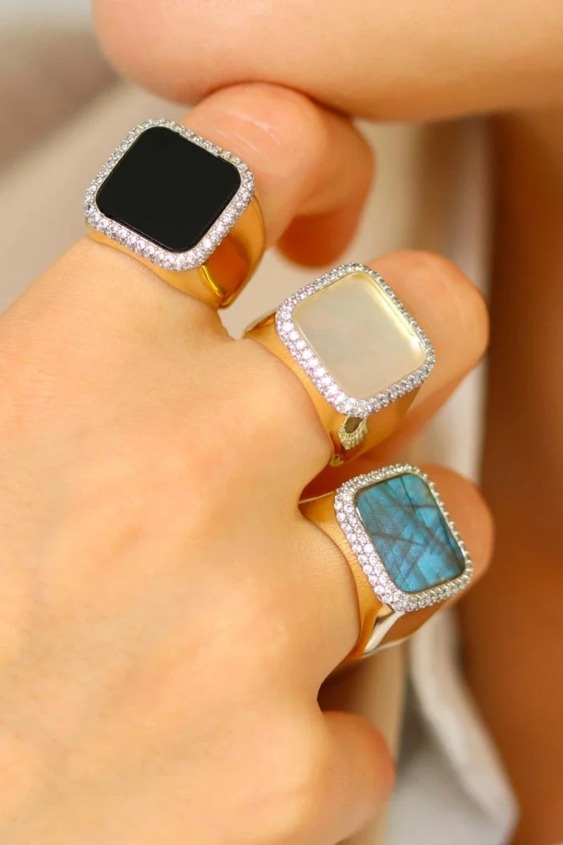 Bague Séraphine plaqué or Labradorite - Image 3