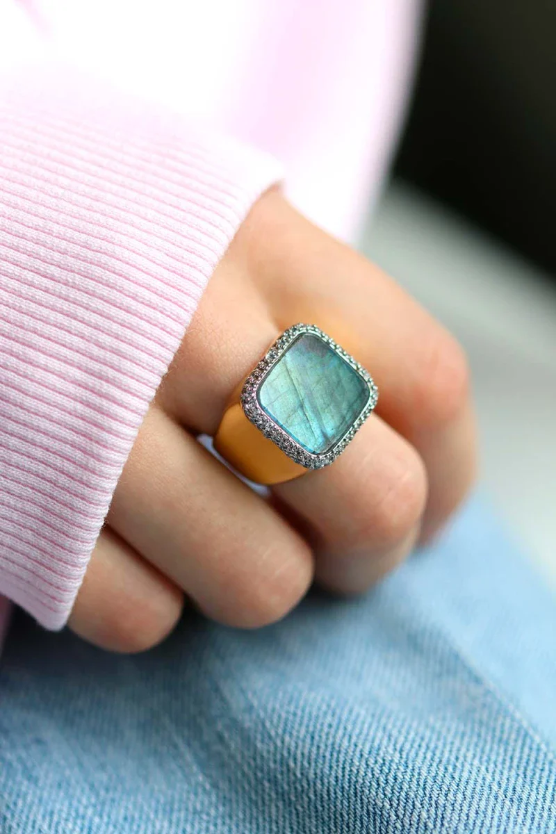 Bague Séraphine plaqué or Labradorite - Image 4