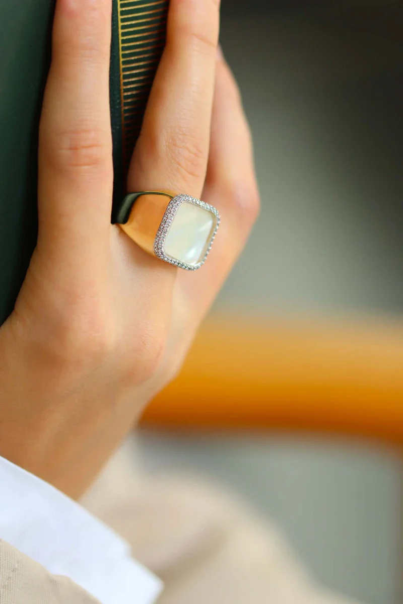 Bague Séraphine plaqué or Nacre
