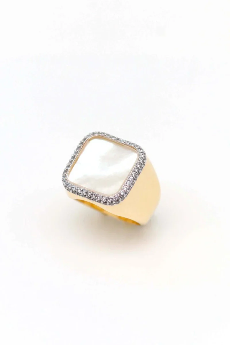 Bague Séraphine plaqué or Nacre - Image 2
