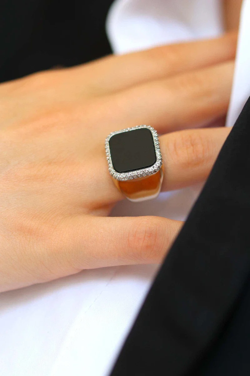 Bague Séraphine plaqué or Onyx noir - Image 3