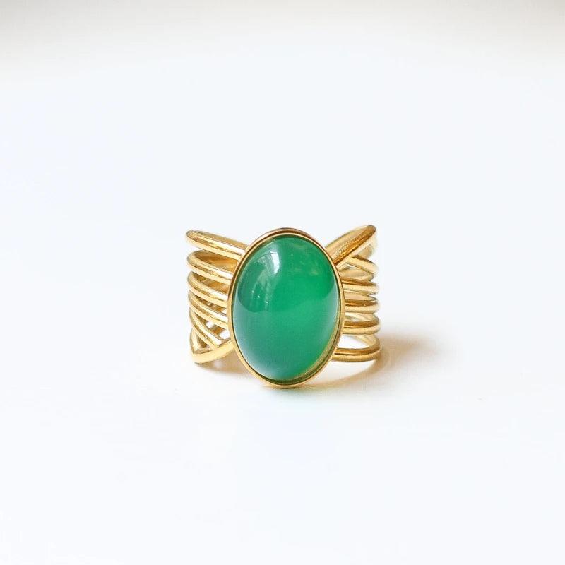 Bague vague Agate verte - Image 3