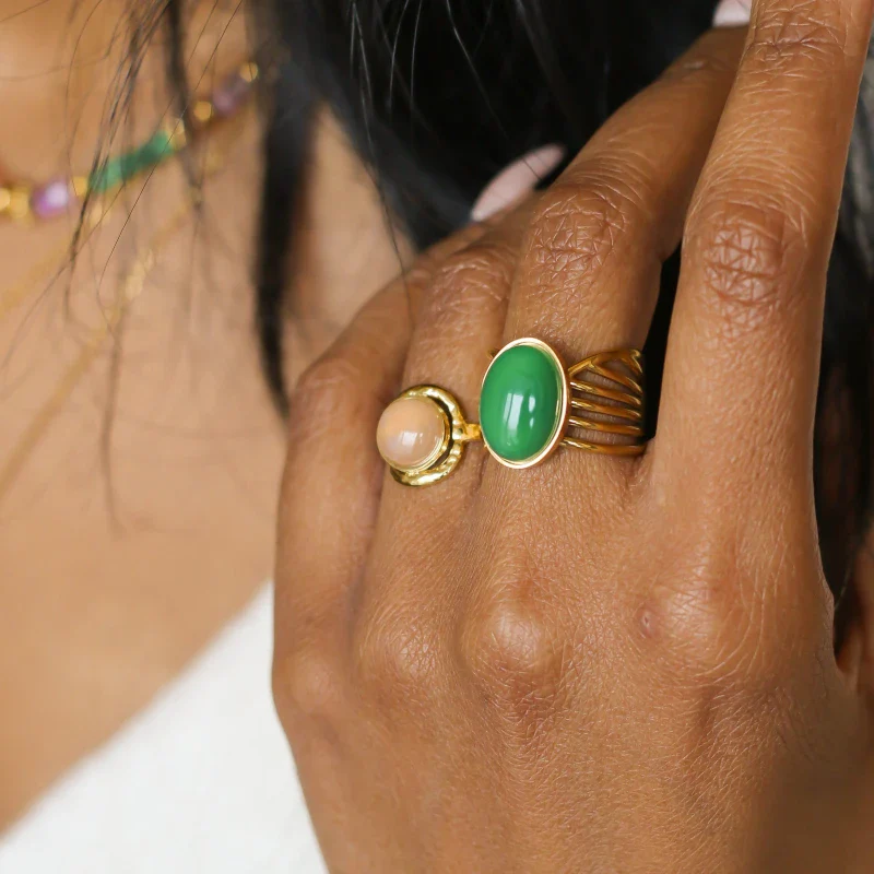 Bague vague Agate verte - Image 4