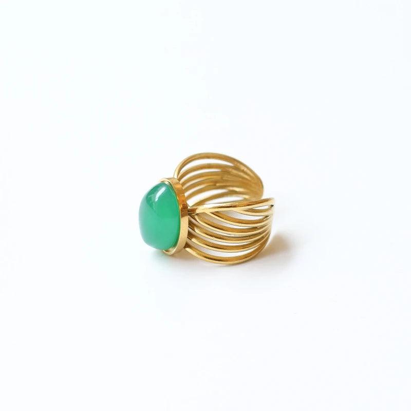 Bague vague Agate verte - Image 5