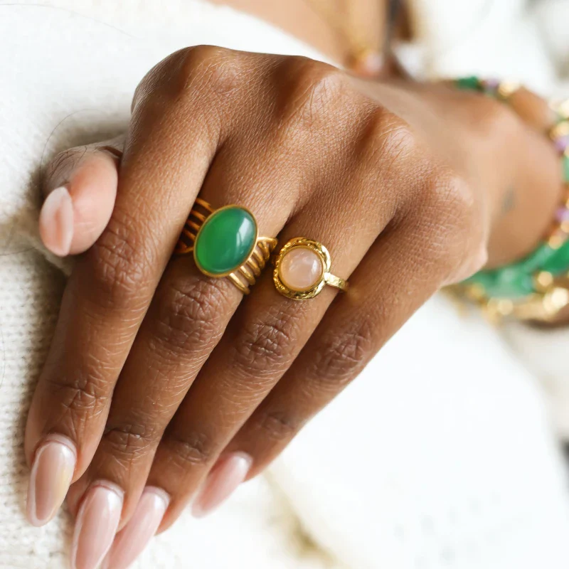 Bague vague Agate verte - Image 6