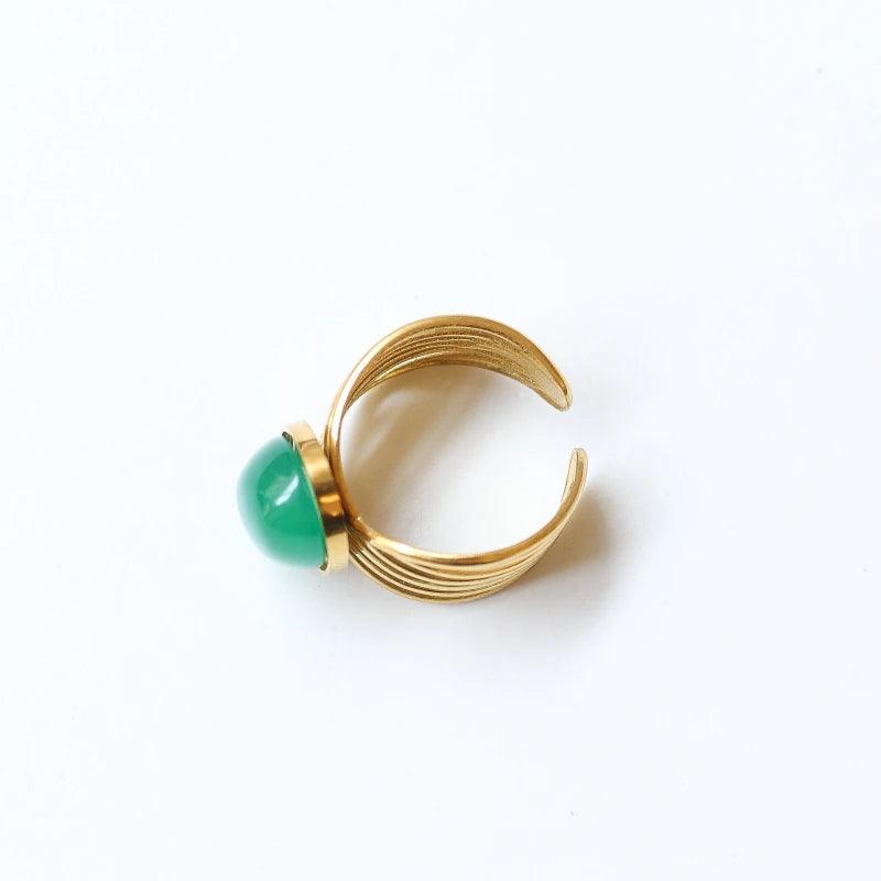Bague vague Agate verte - Image 7