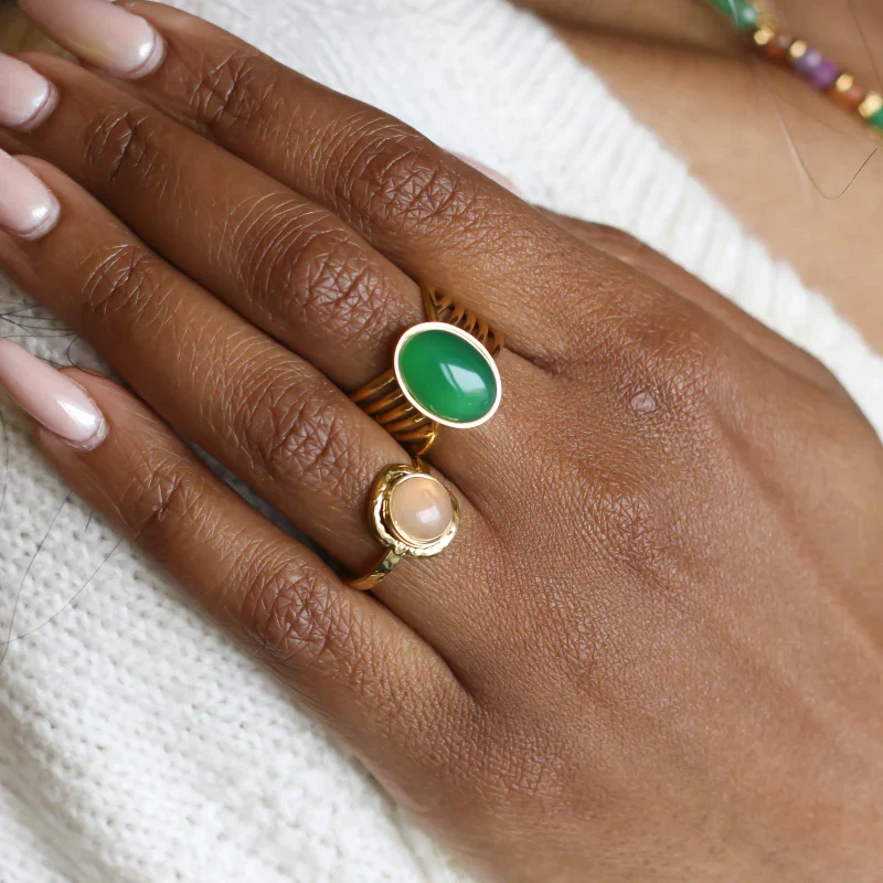 Bague vague Agate verte - Image 8