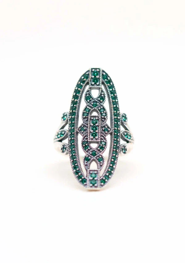 Bague verte en argent - Hortense - Image 2