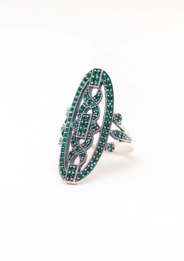 Bague verte en argent - Hortense - Image 3