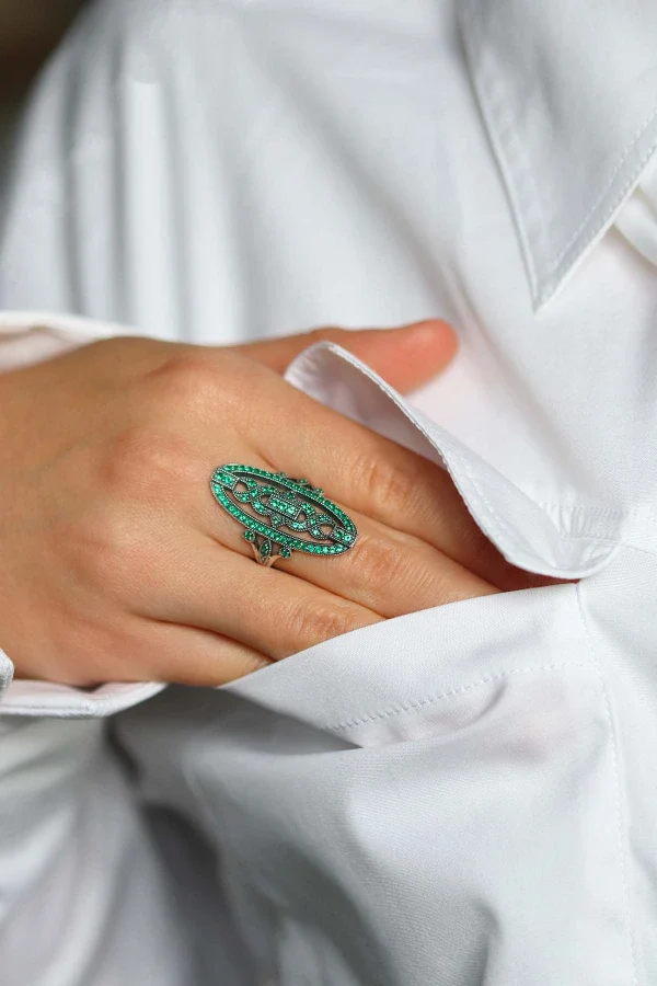 Bague verte en argent - Hortense - Image 4