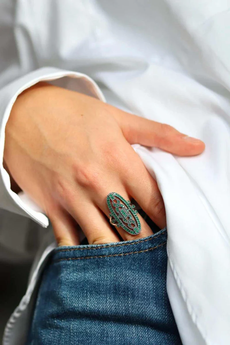 Bague verte en argent - Hortense - Image 5