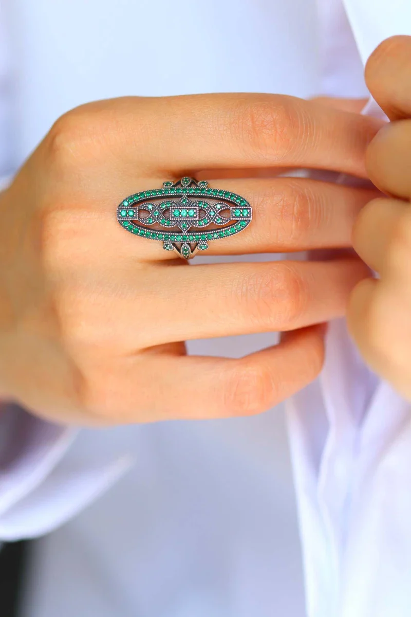 Bague verte en argent - Hortense - Image 6