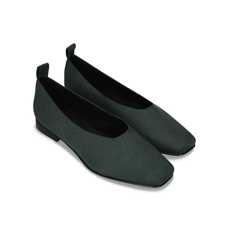 Ballerines Carrées en Suède Vegan - Melita Green - Image 3