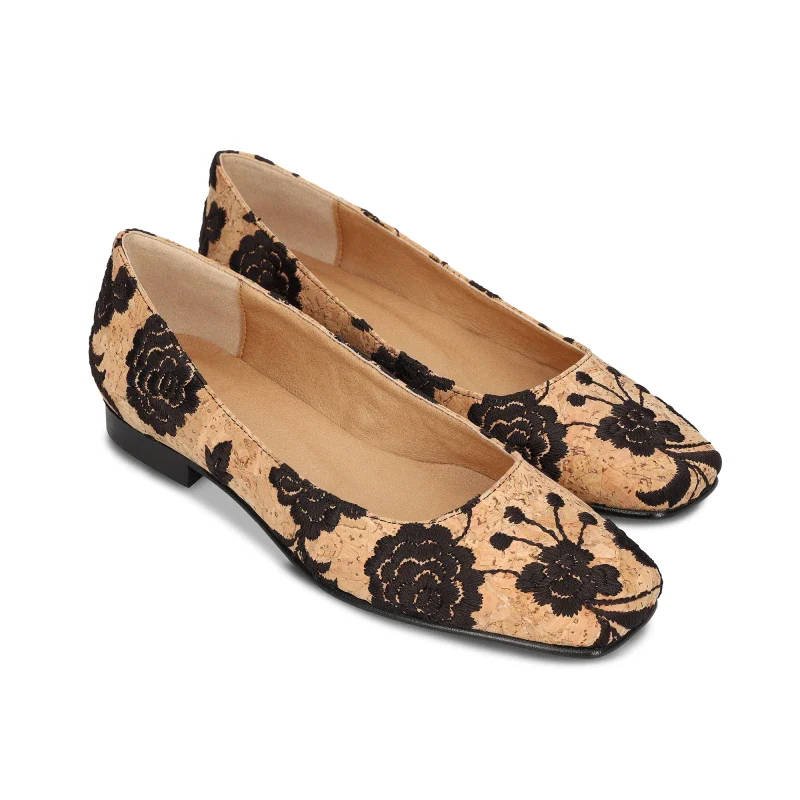 Ballerines en liège brodé écologiques et artisanales - Louise cork - Image 2