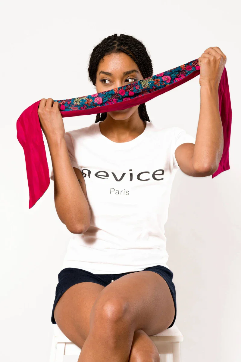 Bandeau réversible à motifs fleuris et fushsia - Image 5