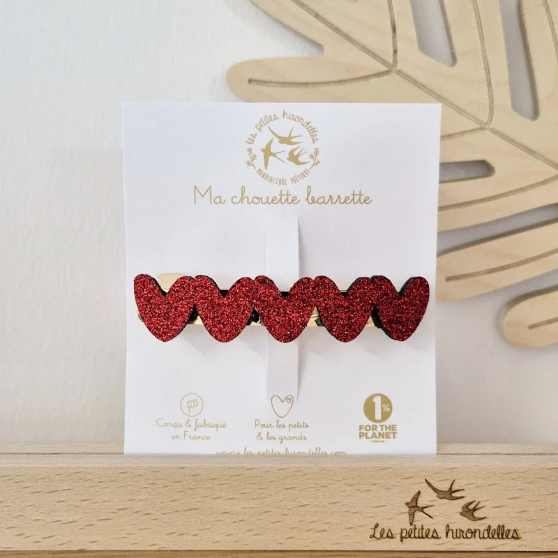 Barrette Clip en Feutrine et Paillettes - Cœur - Image 6