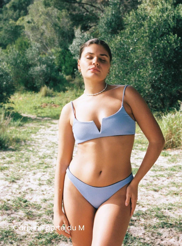 Bas de maillot de bain tanga réversible violet et bleu marine - Image 10