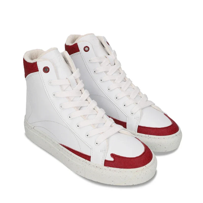 Basket montant rouge en Piñatex et Cuir de Pomme - London - Image 3