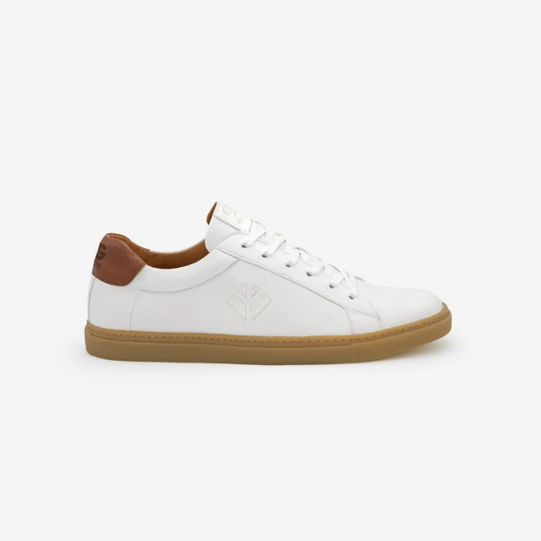 Baskets blanches à détails marron et miel véganes - Image 2