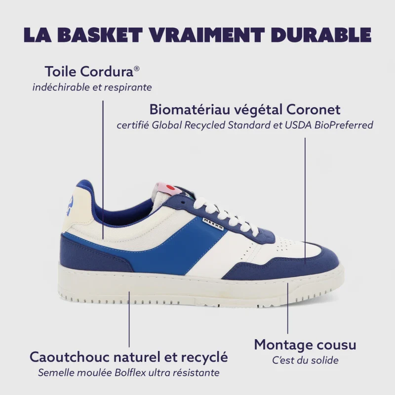 Baskets bleu cobalt unisexes végane - Kiboko - Image 3