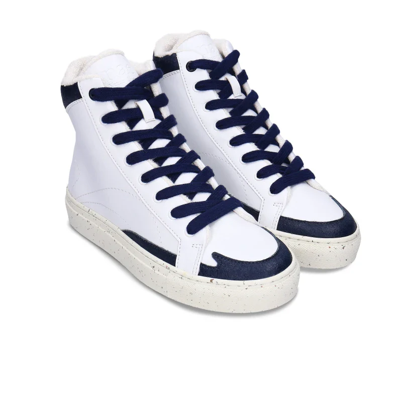 Baskets montantes bleues en Piñatex et cuir de pomme – London - Image 3