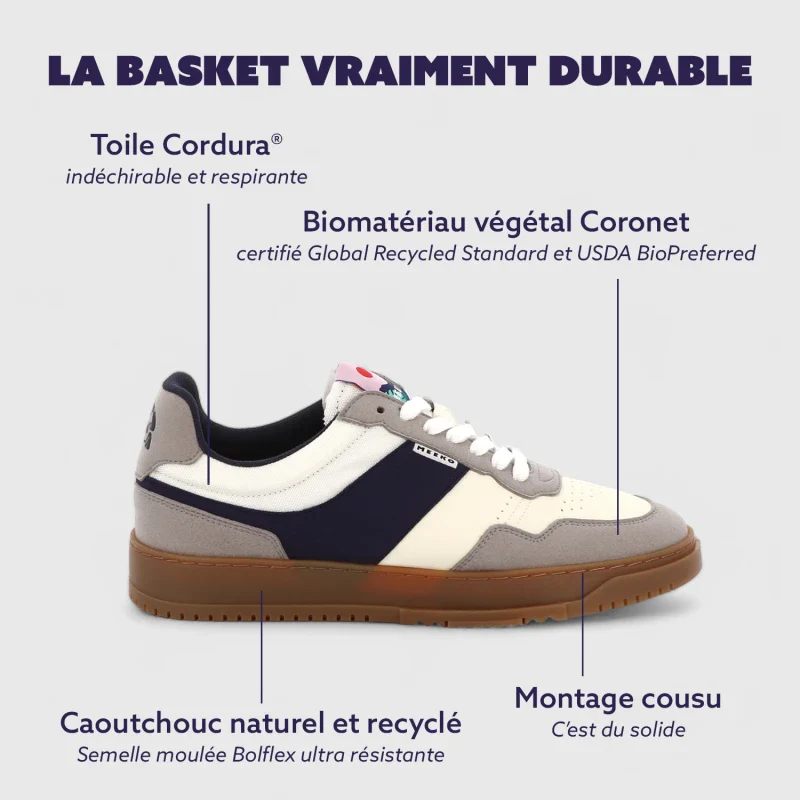 Baskets unisexes véganes en toile de Cordura - Kiboko Navy - Image 2