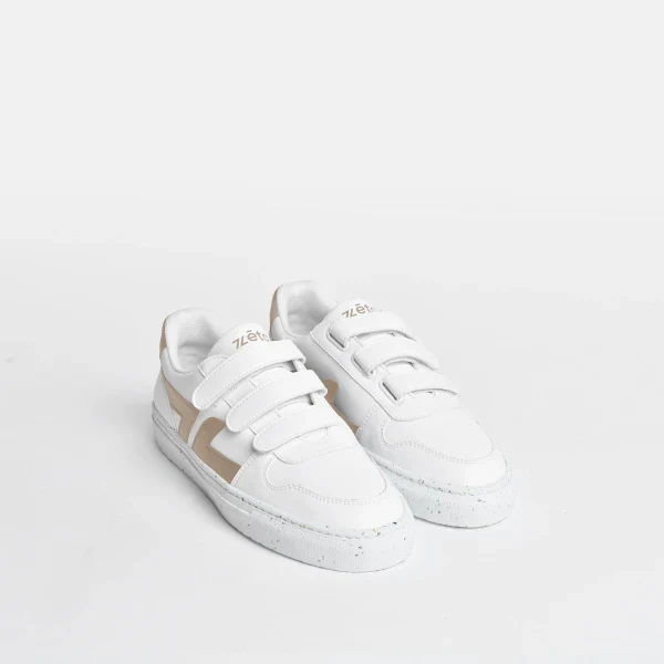 Baskets véganes blanches et beiges - Velcro - Image 4