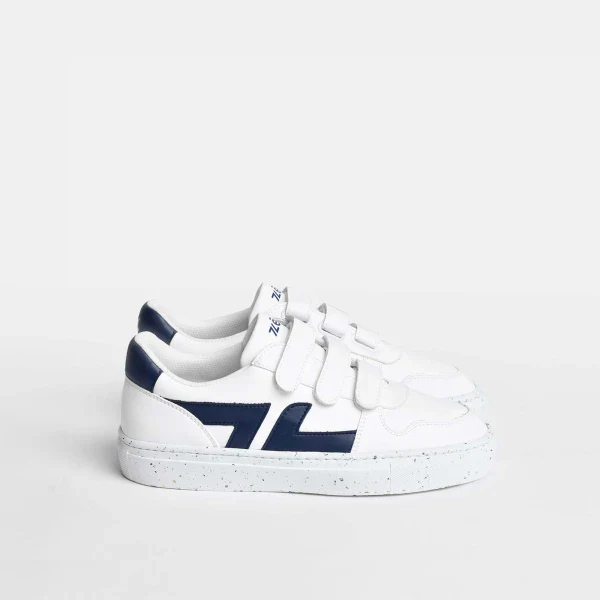 Baskets véganes blanches et bleu marine - Velcro