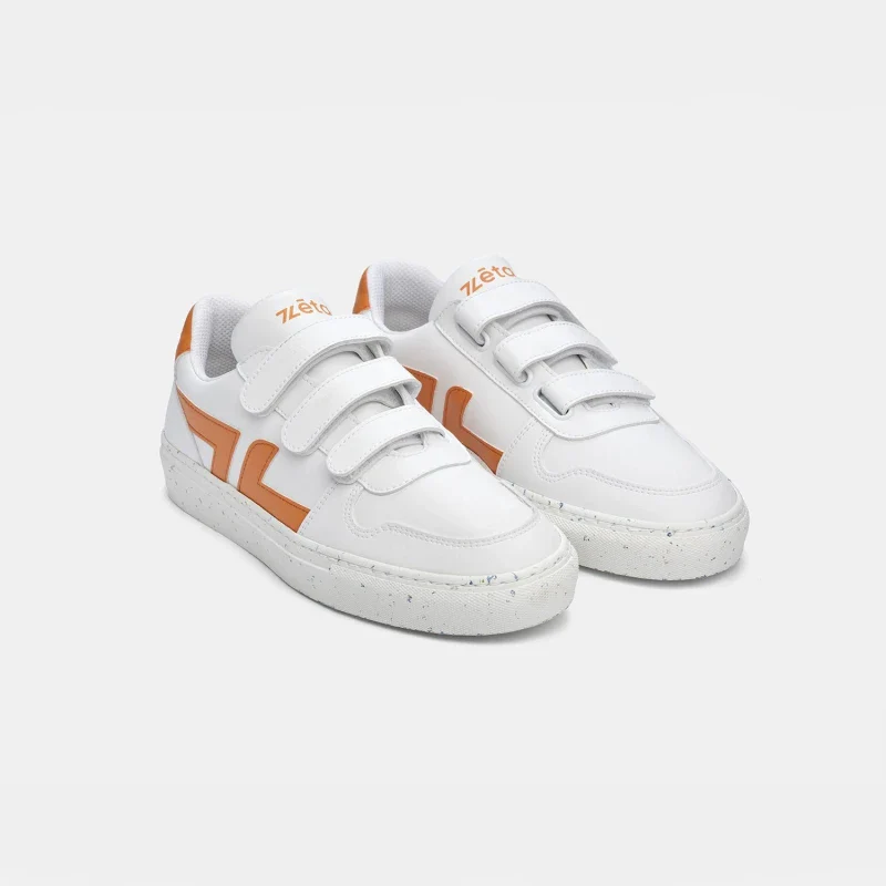 Baskets véganes blanches et oranges - Velcro - Image 10