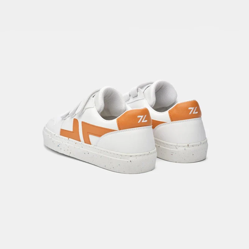 Baskets véganes blanches et oranges - Velcro - Image 11