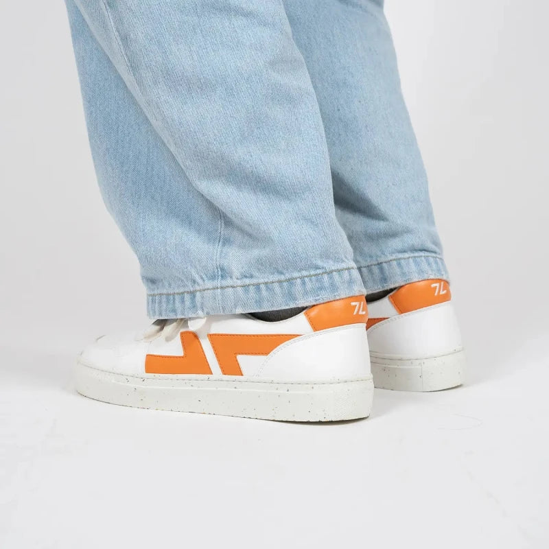 Baskets véganes blanches et oranges - Velcro - Image 13