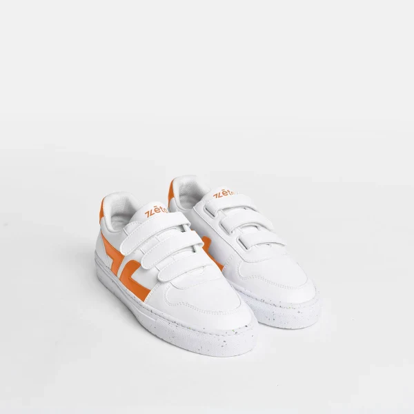 Baskets véganes blanches et oranges - Velcro - Image 4