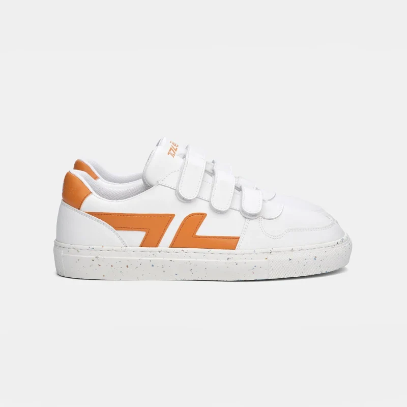 Baskets véganes blanches et oranges - Velcro - Image 9