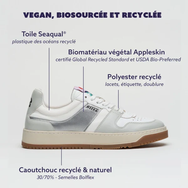 Baskets véganes en Appleskin Argent - Kiboko - Image 2