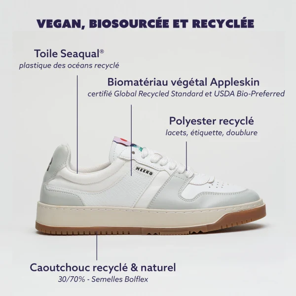Baskets véganes en Appleskin Blanc - Kiboko - Image 3