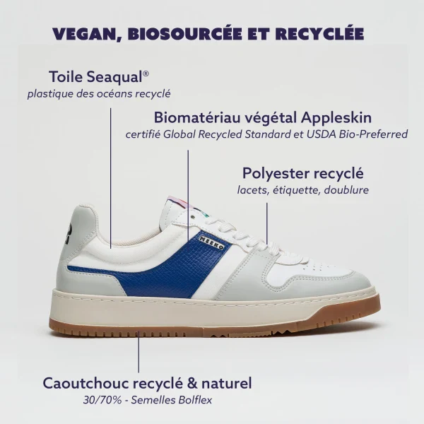 Baskets véganes en Appleskin Bleu - Kiboko - Image 4