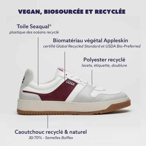 Baskets véganes en Appleskin Bordeaux - Kiboko - Image 4