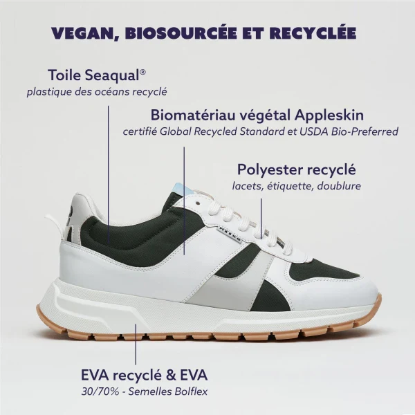 Baskets véganes en Appleskin Vert Kaki - Coco Pongo - Image 4