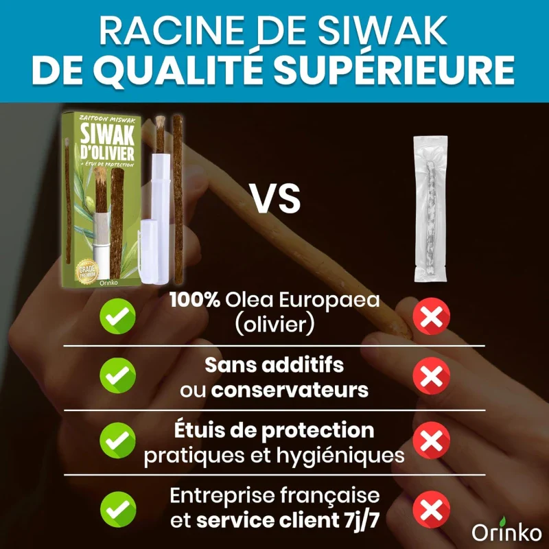 Bâtons de Siwak d'Olivier x5 + 1 Étui de Protection – Brosse à Dents 100% Naturelle - Image 4