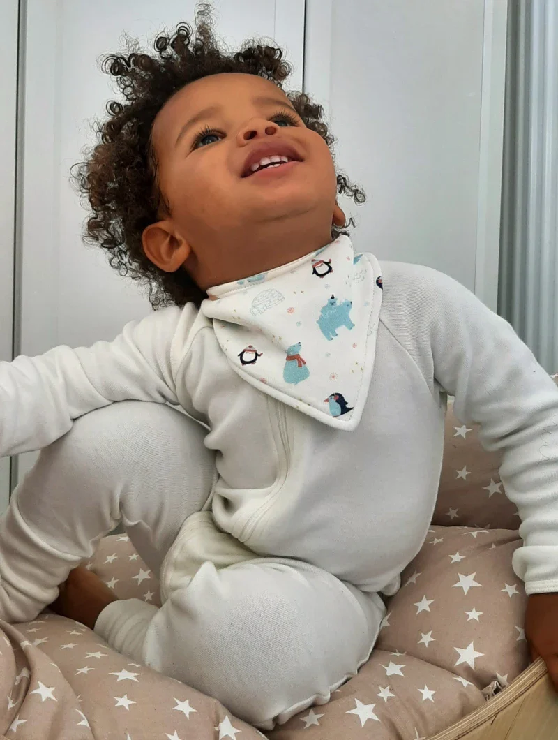 Bavoir bandana bébé en coton bio - Mer - Image 3