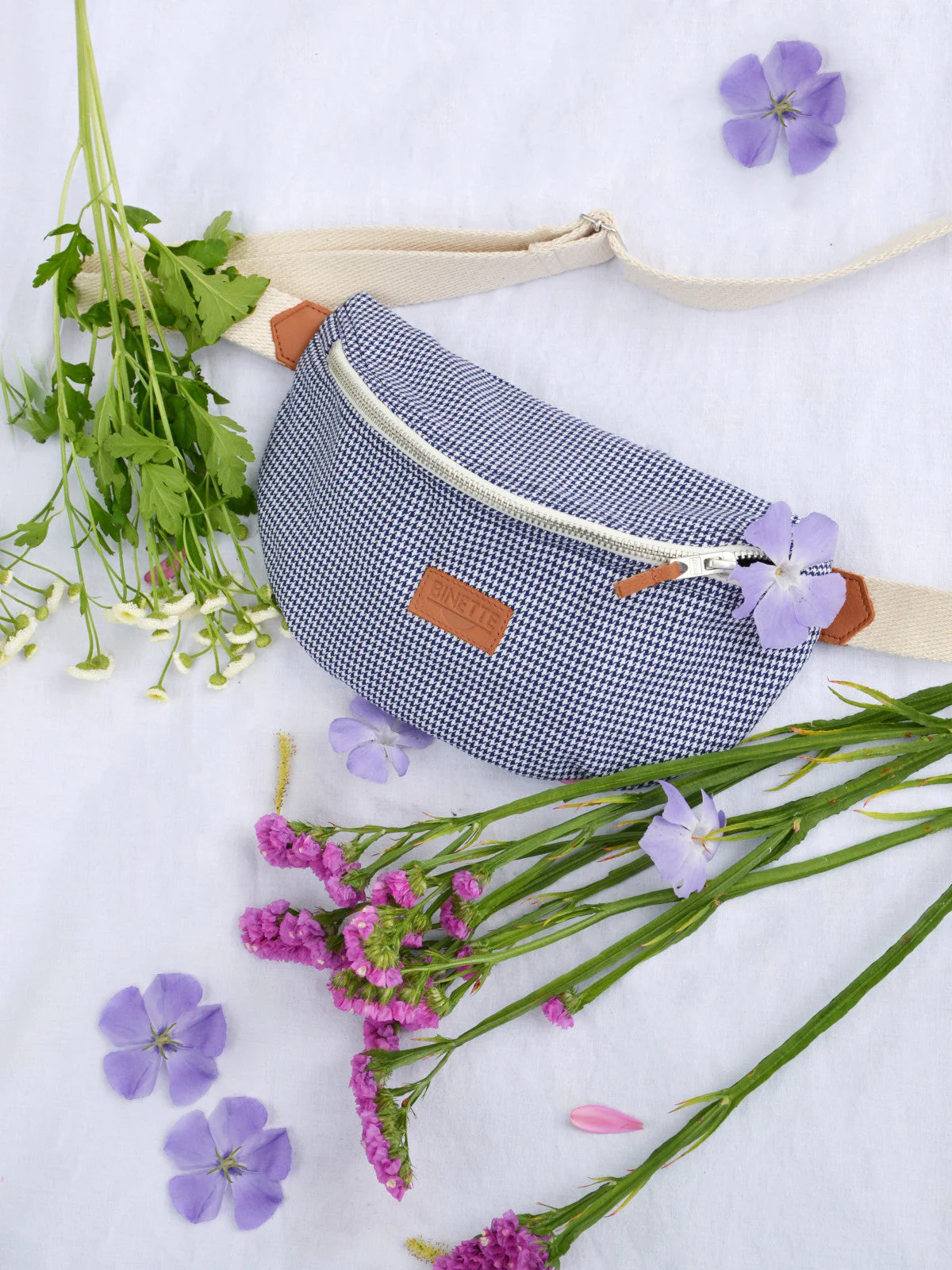 Sac Banane Binette bleu Iris Pied de poule - Image 4