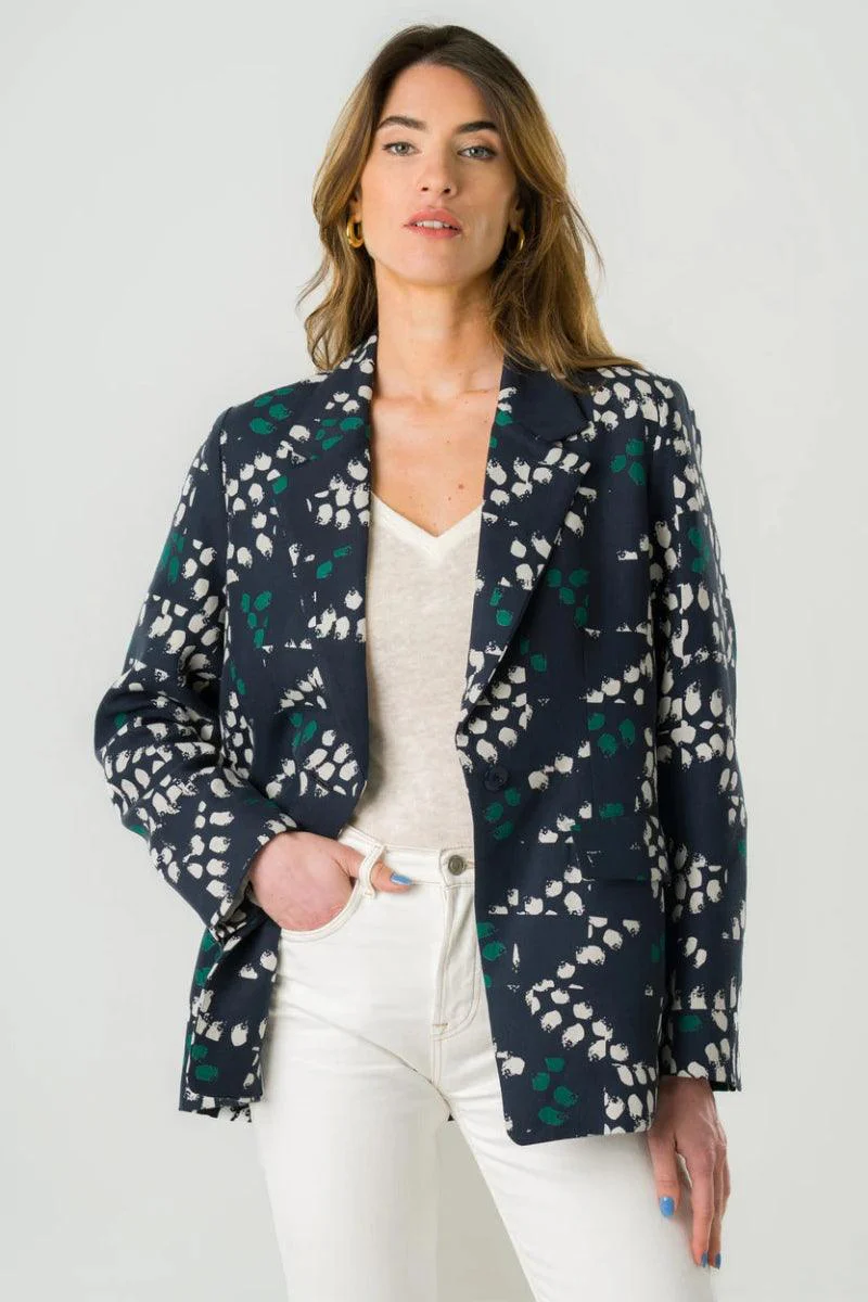 Blazer bleu marine avec imprimé - Stevia - Image 3