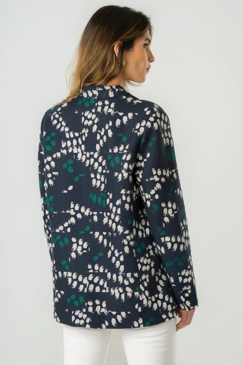 Blazer bleu marine avec imprimé - Stevia - Image 4