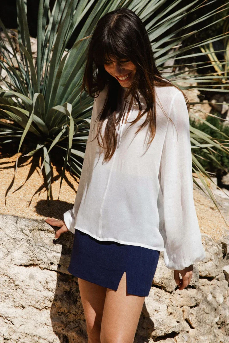 Blouse blanche à manches bouffantes - Silène - Image 2