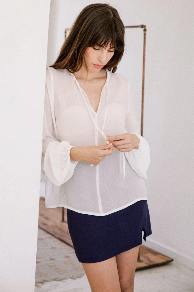 Blouse blanche à manches bouffantes - Silène - Image 6